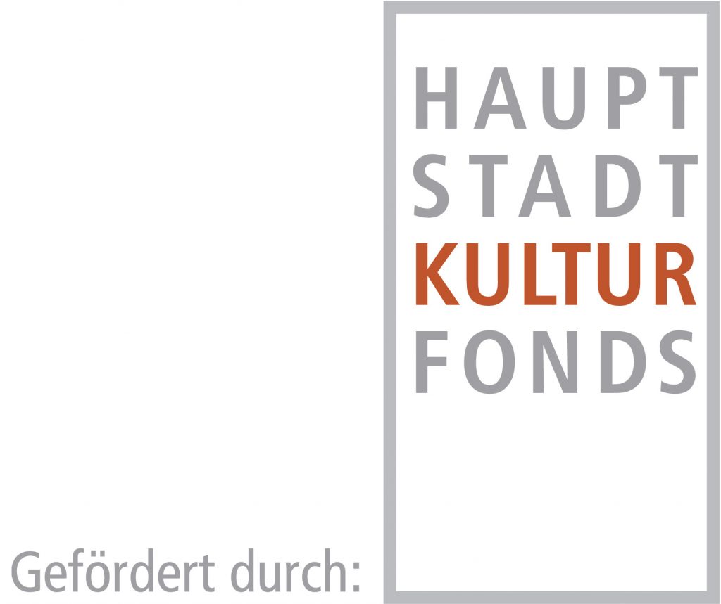 Logo for the Hauptstadtkulturfonds Berlin, written in a grey square