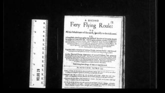 There is an image of a Ranter address. The address is on white paper with black ink. Alongside the address is an image of a white ruler. The ruler and address are against a black background.